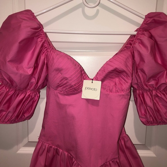 New Peixot x Anthropologie Maeve Barbie Pink Bubble Mini Dress sz S - Picture 4 of 7